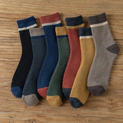 Men's Extra Thick Thermal Vintage Color Matching Terry Tube Socks RAL