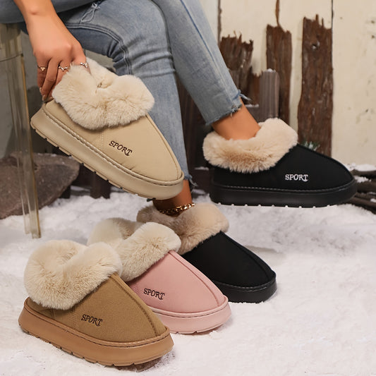 Cozy Plush Soft Slippers Shoes For Women Non-Slip Platform Shoes With Faux Fur Lining Mute Sole And Comfortable Fit For Indoor Wear Corduroy