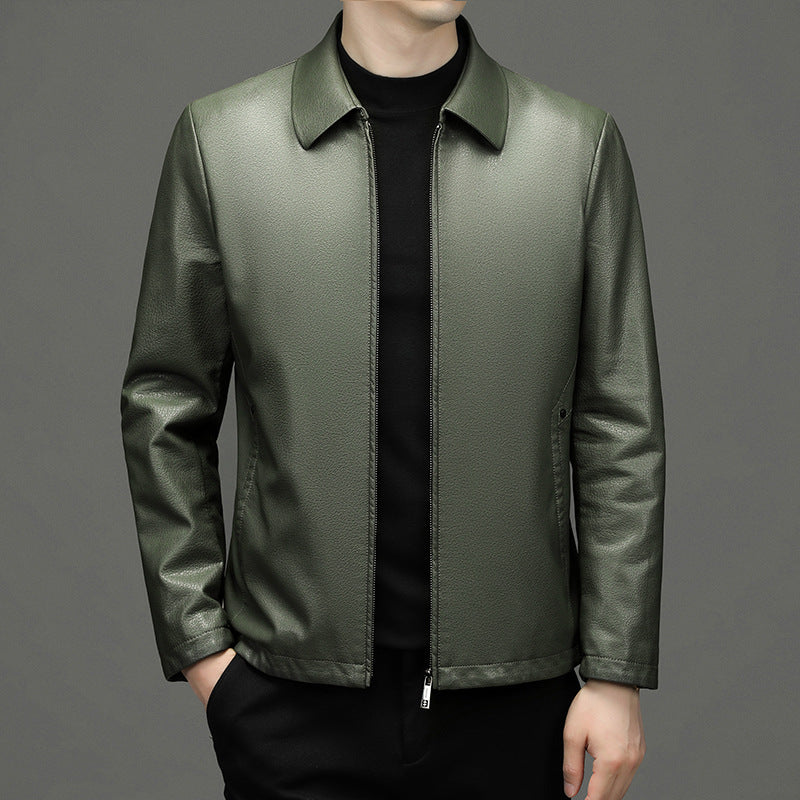 Lapel Ecological Leather Jacket Men Lapel