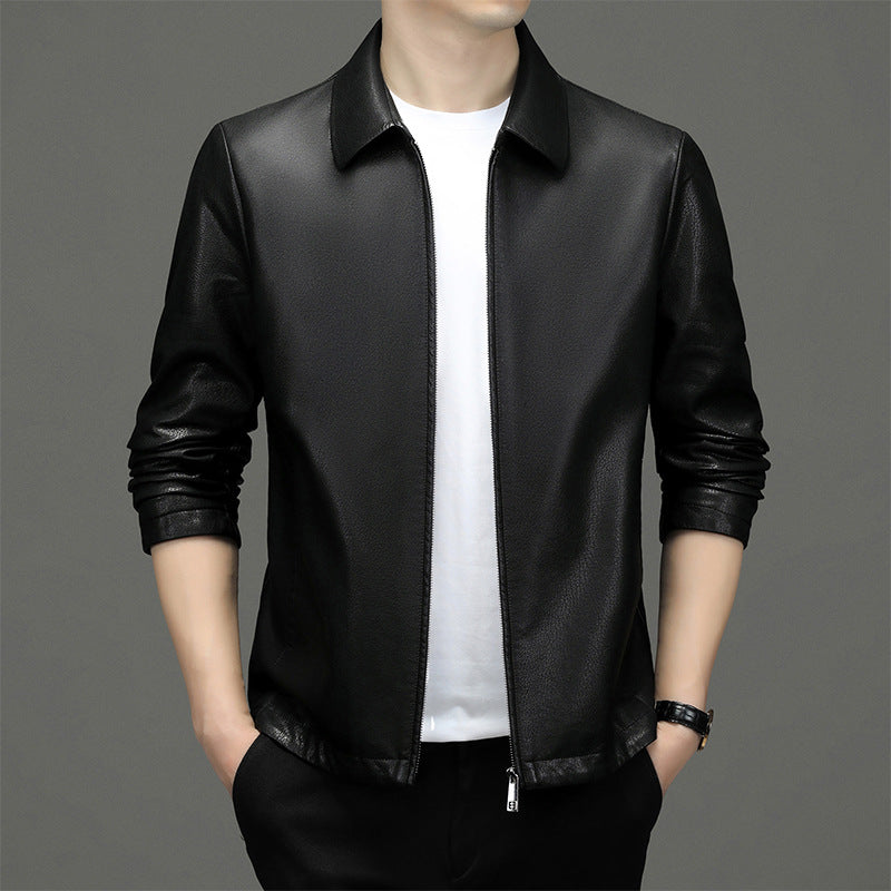 Lapel Ecological Leather Jacket Men Lapel