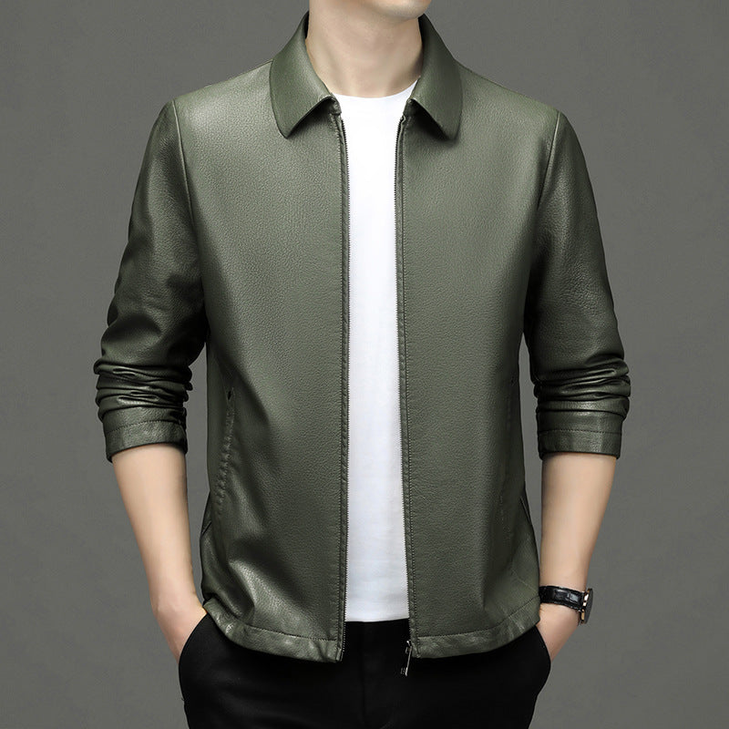 Lapel Ecological Leather Jacket Men Lapel