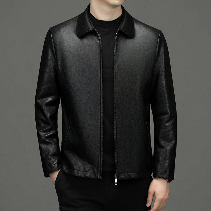 Lapel Ecological Leather Jacket Men Lapel