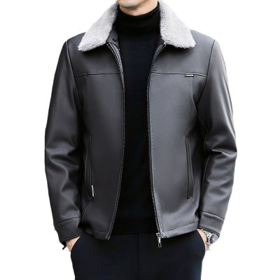 WEYUE Leather Down Men's Winter Jacket WEYUE