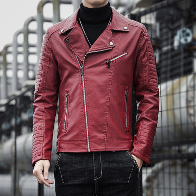 Pulcykp - Men's Stand Collar Leather Jacket Pulcykp