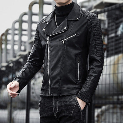 Pulcykp - Men's Stand Collar Leather Jacket Pulcykp