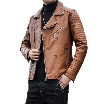 Pulcykp - Men's Stand Collar Leather Jacket Pulcykp