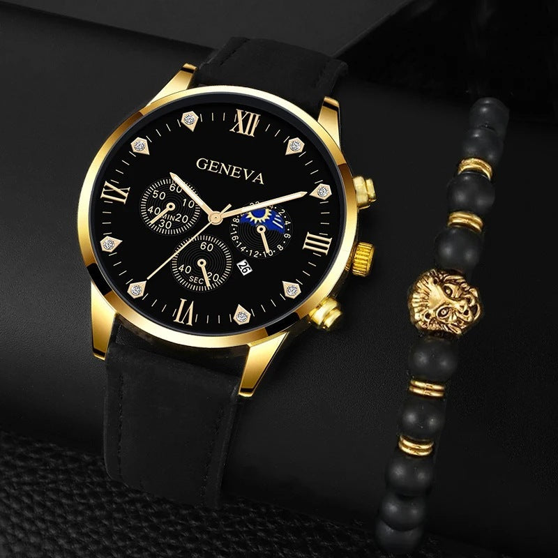 Men's Fashion Belt Quartz Watch With Bracelet Suit