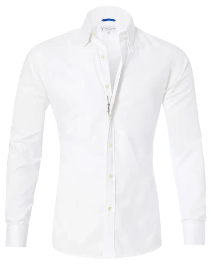 Long Sleeve Zipper Shirt With Button Design Fashion Lapel Tops For Mens Clothing PU