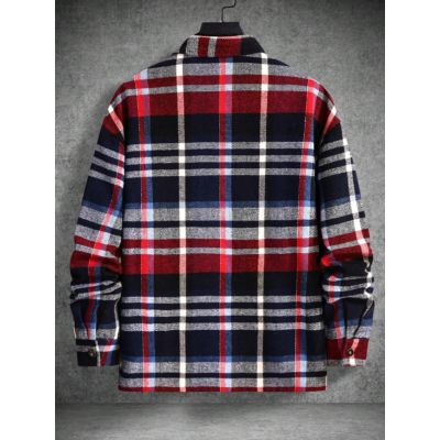 Woolen Lapel Print Long Sleeve Shirt Lapel