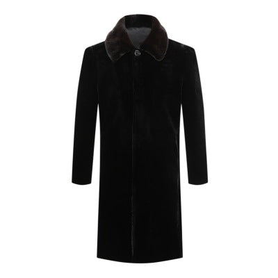 Lapel Wool Coat Male - Faux Mink Faux Mink