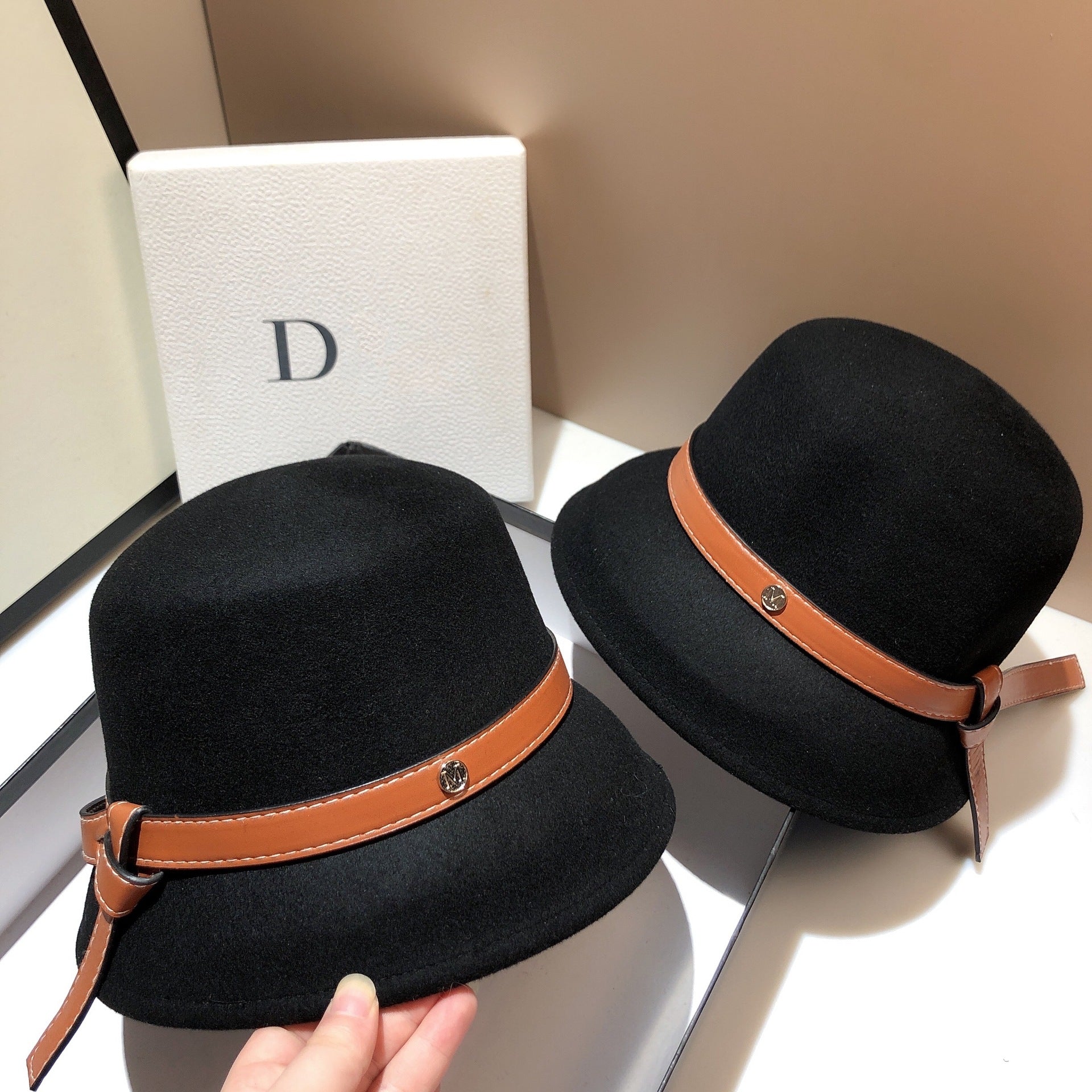 Wool Extra Thick Belt Asymmetric Woolen Hat D's