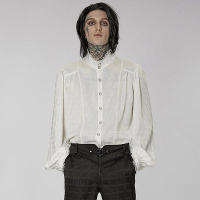 Men's Retro Noble Dress Stand Collar Long Sleeve Shirt Punk Gothic's