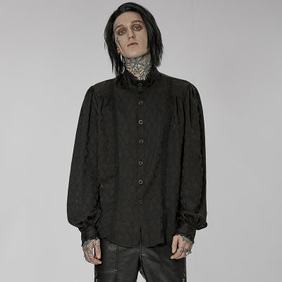 Men's Retro Noble Dress Stand Collar Long Sleeve Shirt Punk Gothic's