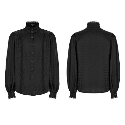 Men's Retro Noble Dress Stand Collar Long Sleeve Shirt Punk Gothic's