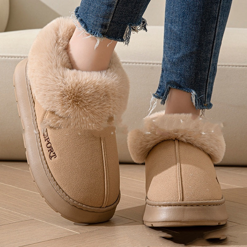 Cozy Plush Soft Slippers Shoes For Women Non-Slip Platform Shoes With Faux Fur Lining Mute Sole And Comfortable Fit For Indoor Wear Corduroy